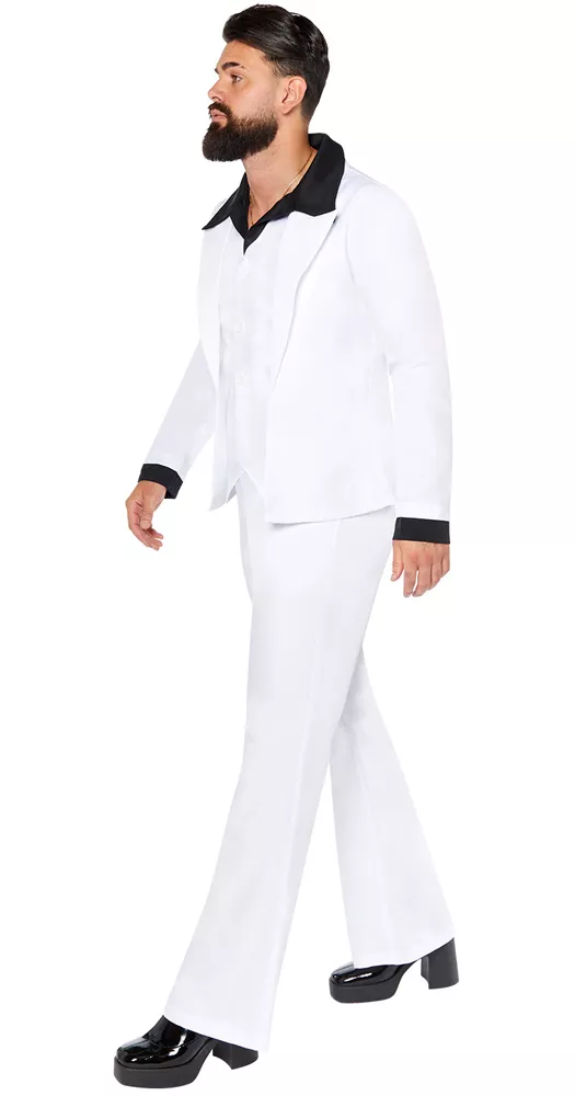 Abito da festa da uomo anni '70 Night Fever bianco