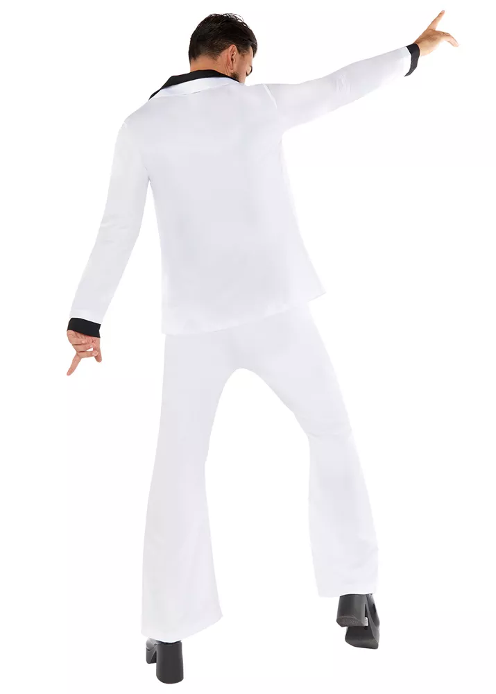 Abito da festa da uomo anni '70 Night Fever bianco
