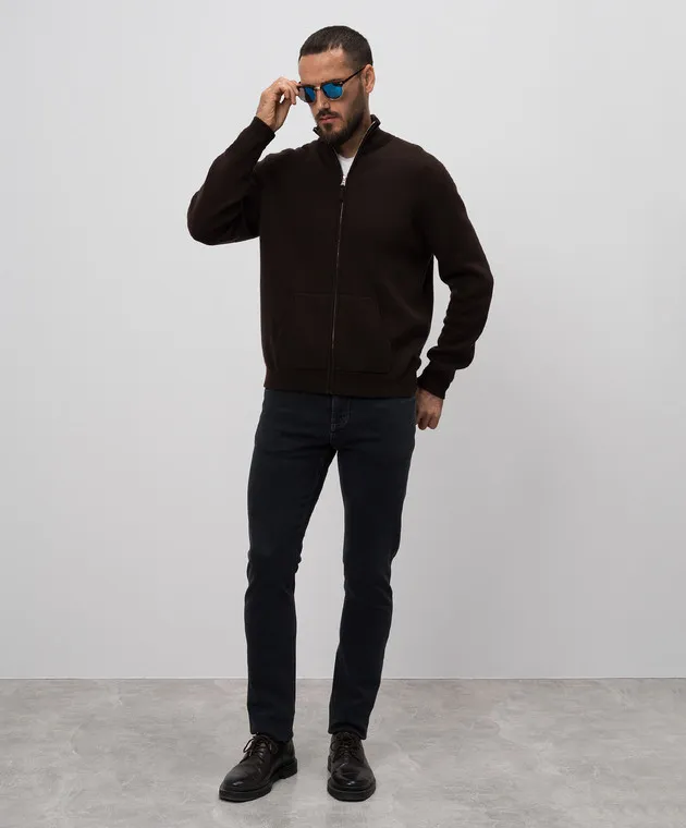 Allude Cardigan marrone in lana e cashmere 24537611