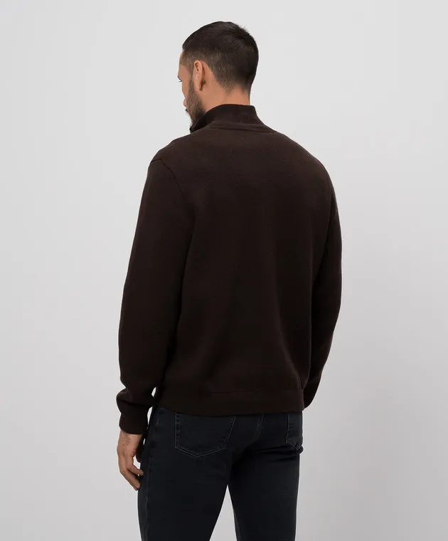 Allude Cardigan marrone in lana e cashmere 24537611