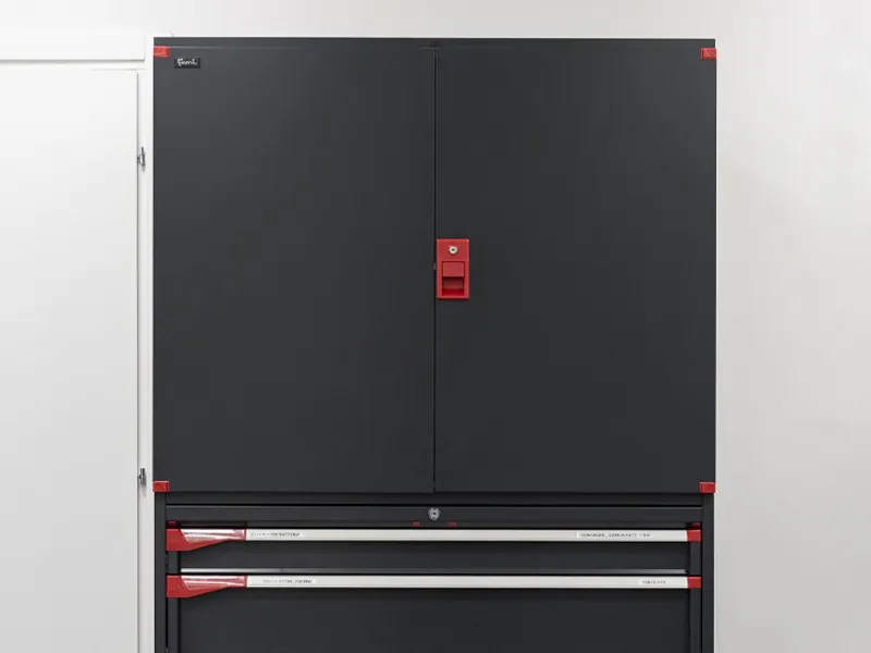 Armadio ante battenti Fami Master 3 cassetti estrazione totale e 4 ripiani grigio, 1020x573x2000mm
