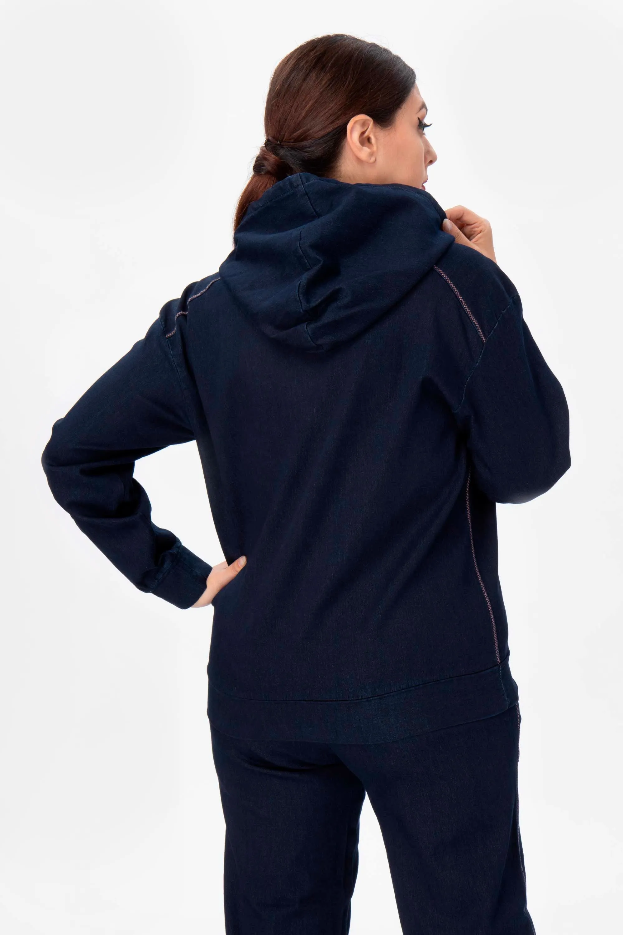 Atelier Sp02/S Blusa jeans blu con cappuccio