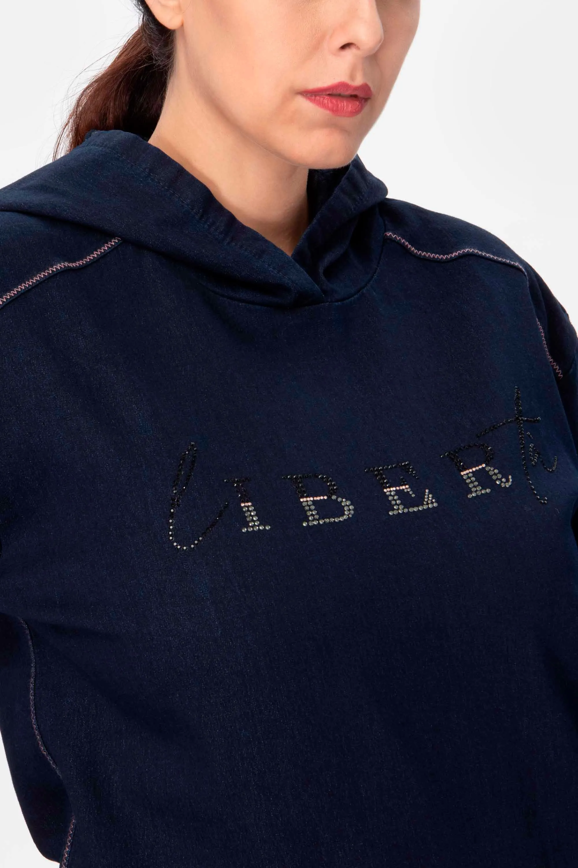 Atelier Sp02/S Blusa jeans blu con cappuccio