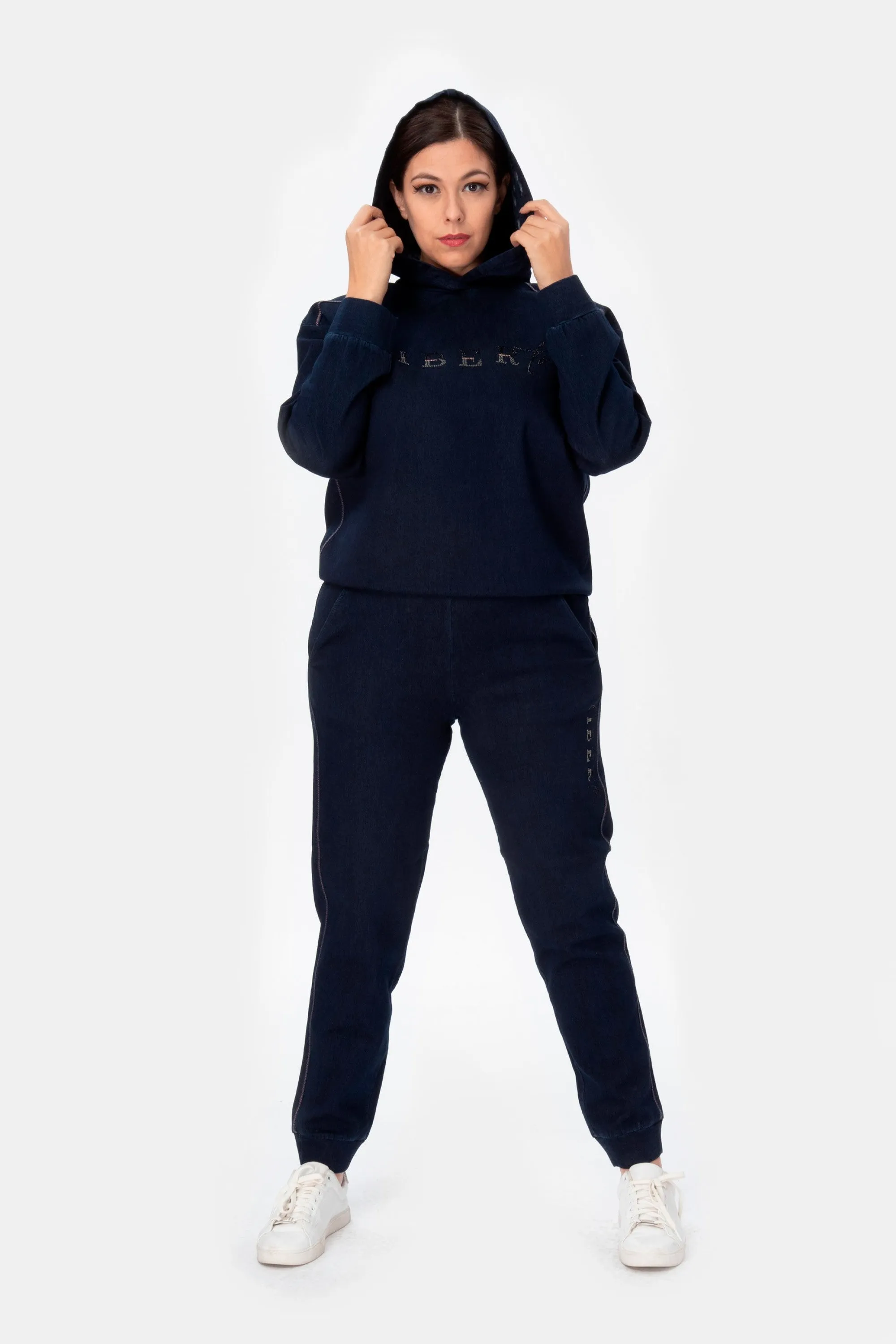 Atelier Sp02/S Blusa jeans blu con cappuccio