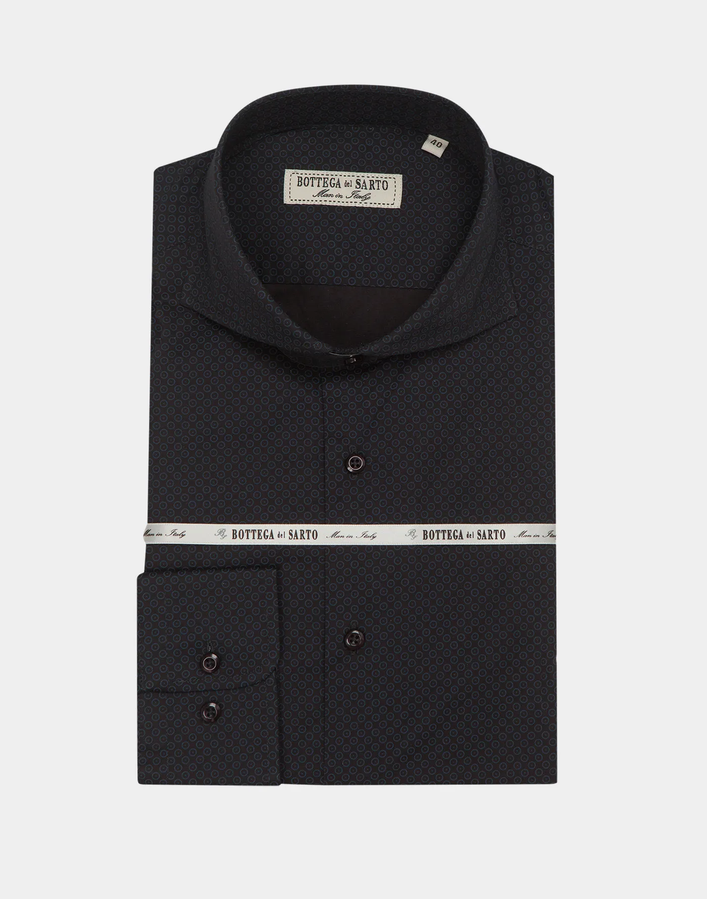 Black Printed Super Slim fit Cotton Stretch Shirt