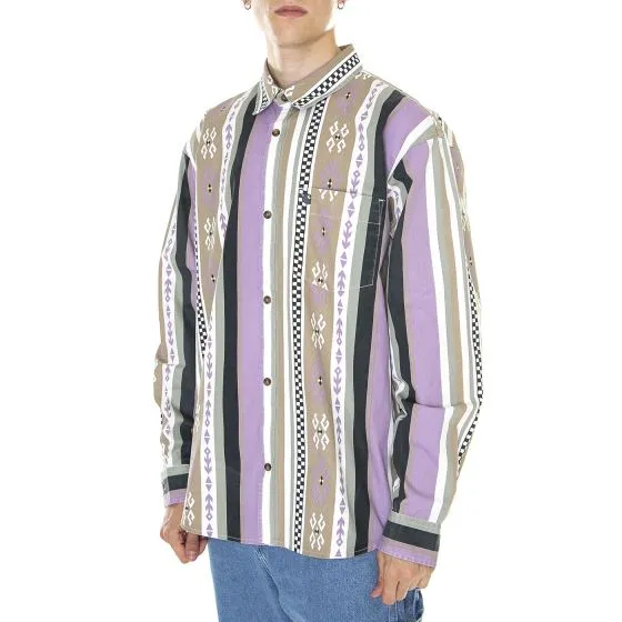 CARHARTT WIP L/S Coba Stripe Shirt Coba Stripe, Violanda / Soot Moon Wash - Camicia Uomo Multicolore    