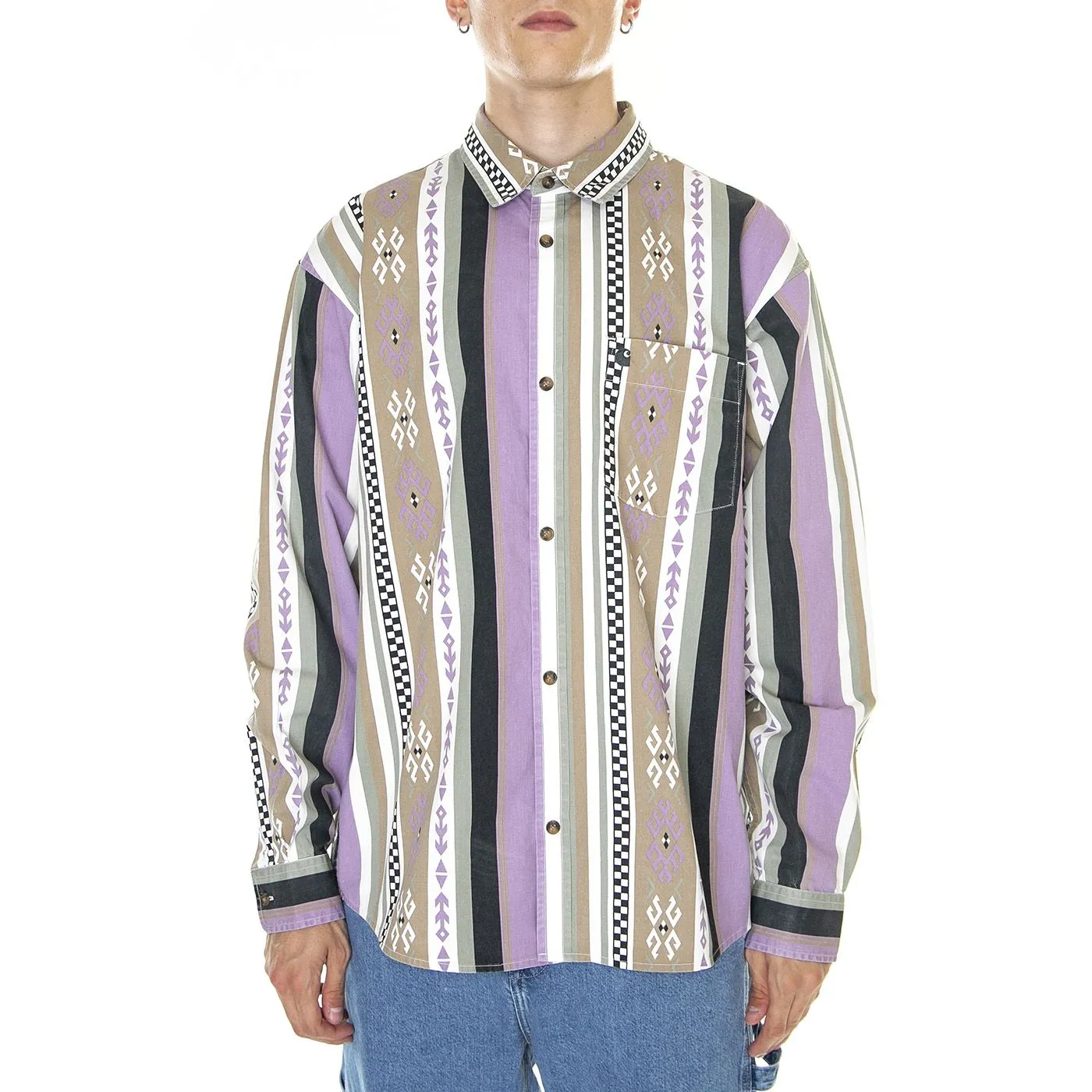 CARHARTT WIP L/S Coba Stripe Shirt Coba Stripe, Violanda / Soot Moon Wash - Camicia Uomo Multicolore    