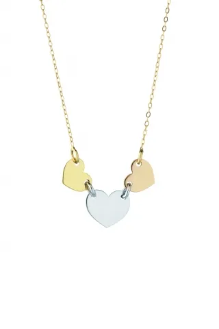 Catenina con ciondolo My Charm cuori collezione Legami in oro giallo, bianco e rosa 18kt