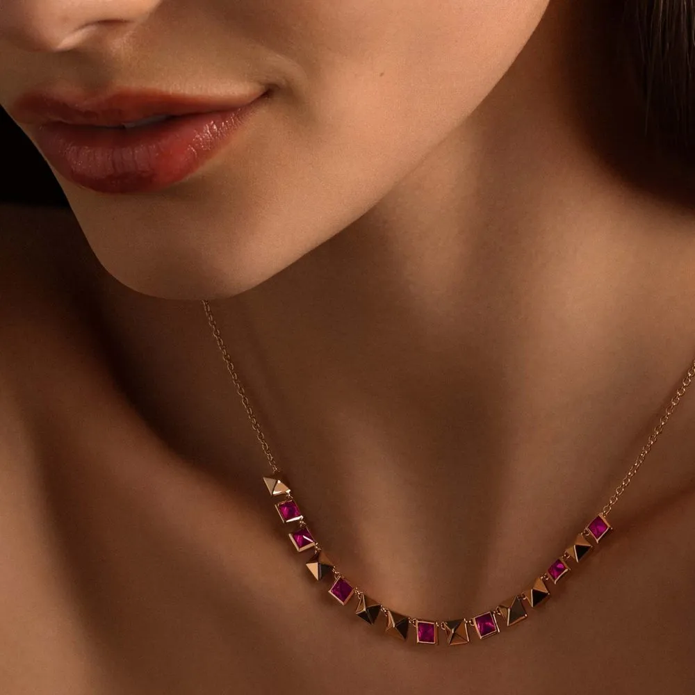 Collana Rosato Cubica Rubino RZCU66