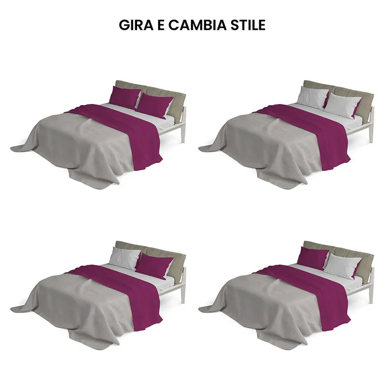 DATEX Completo letto linea Natural Color, fuxia/grigio chiaro