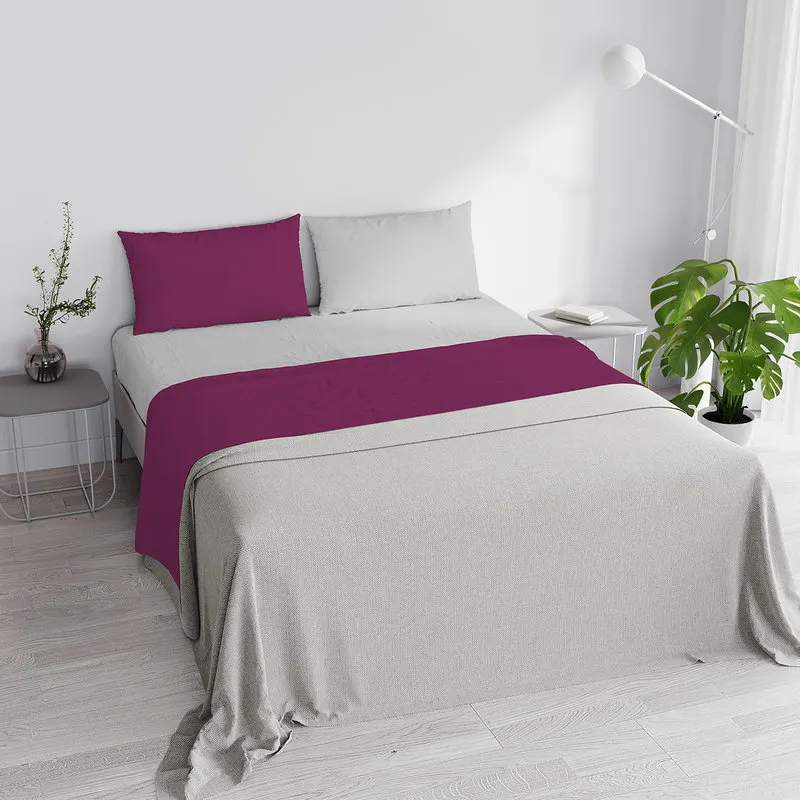 DATEX Completo letto linea Natural Color, fuxia/grigio chiaro
