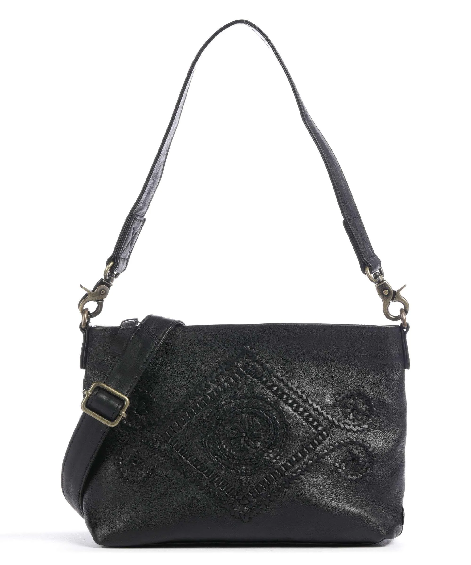  Depeche Bohemian Living Borsa a spalla pelle di vitello finemente grana nero  