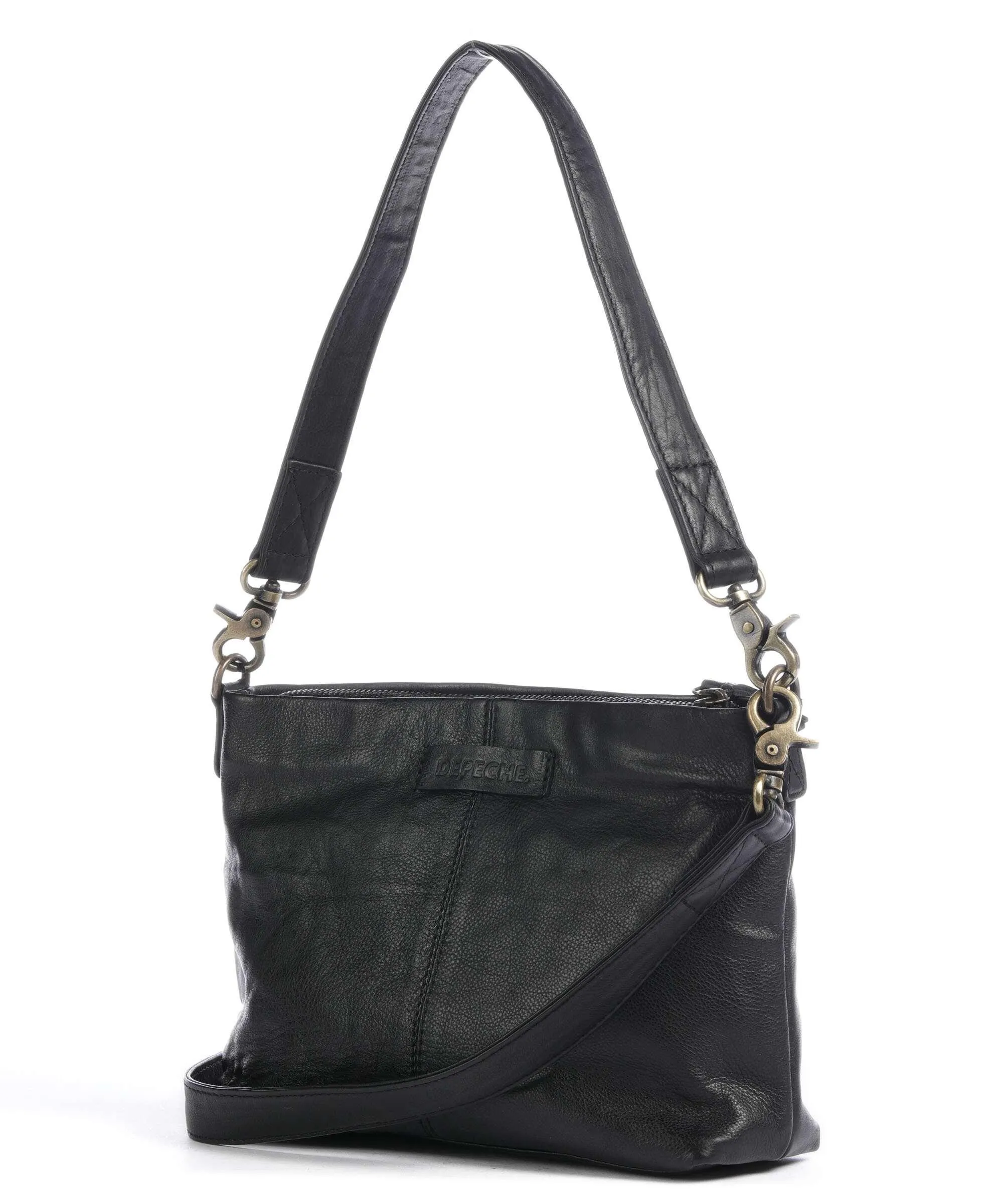  Depeche Bohemian Living Borsa a spalla pelle di vitello finemente grana nero  