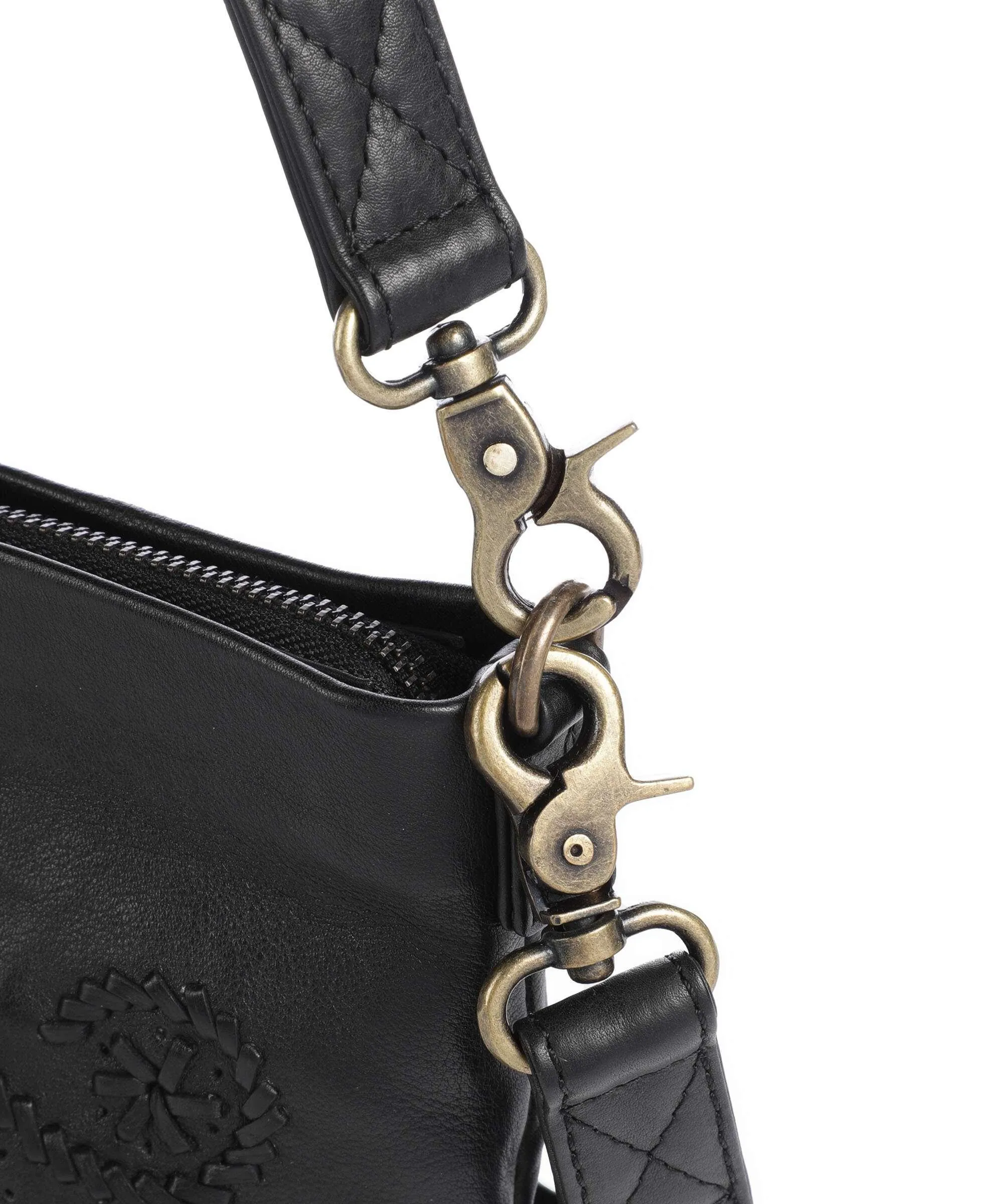  Depeche Bohemian Living Borsa a spalla pelle di vitello finemente grana nero  