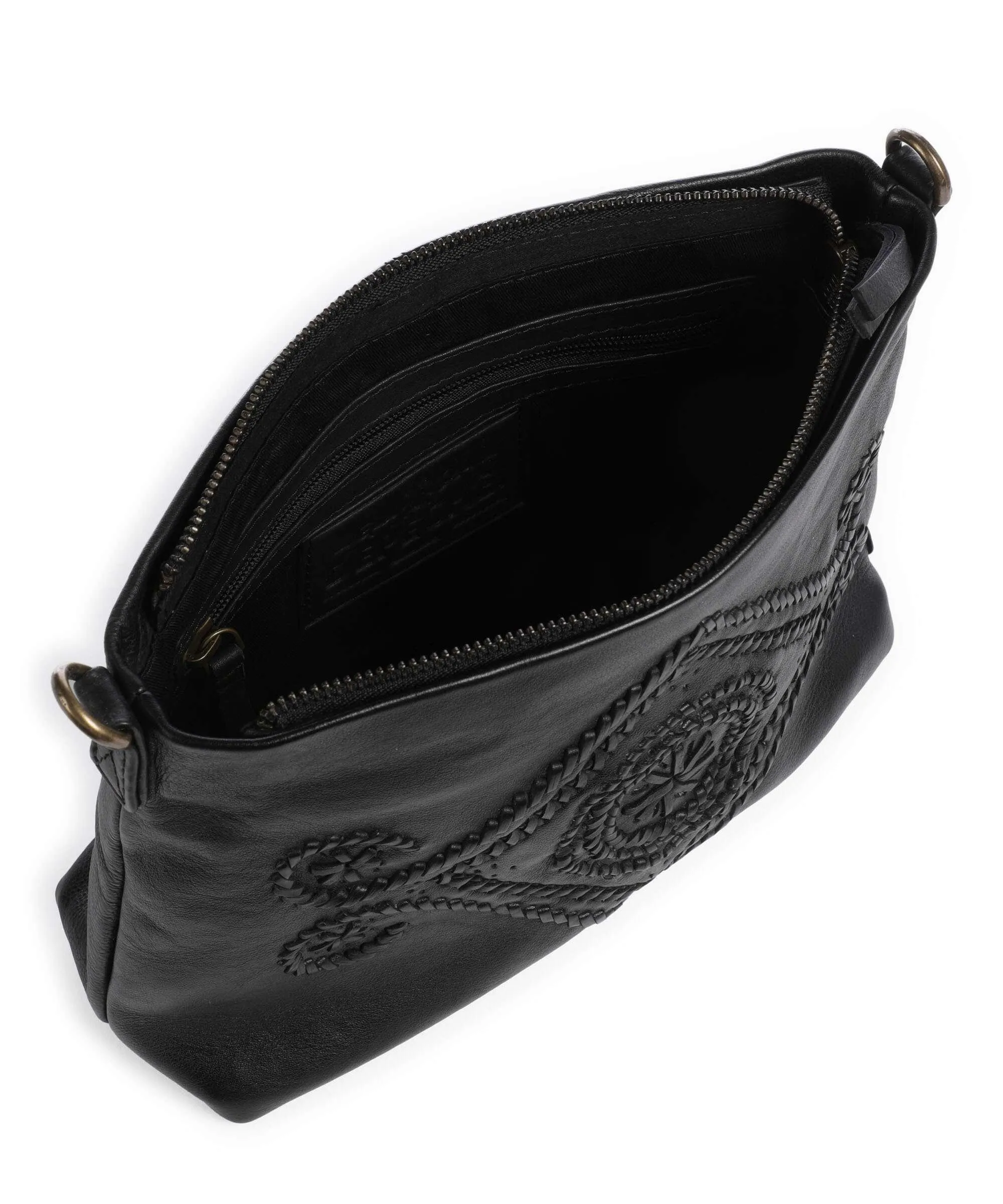  Depeche Bohemian Living Borsa a spalla pelle di vitello finemente grana nero  
