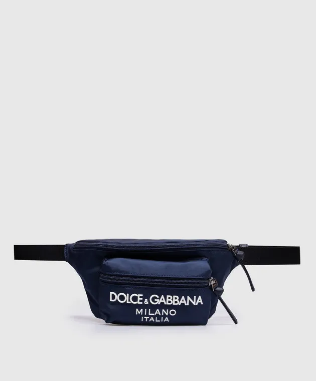 Dolce&Gabbana Marsupio da bambino blu con logo testurizzato EM0103AB124