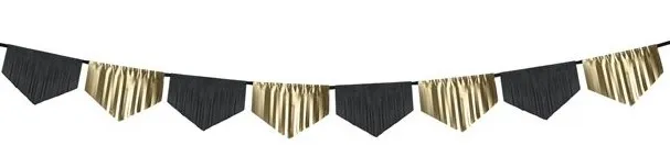 Elegante ghirlanda frange oro nero 3m