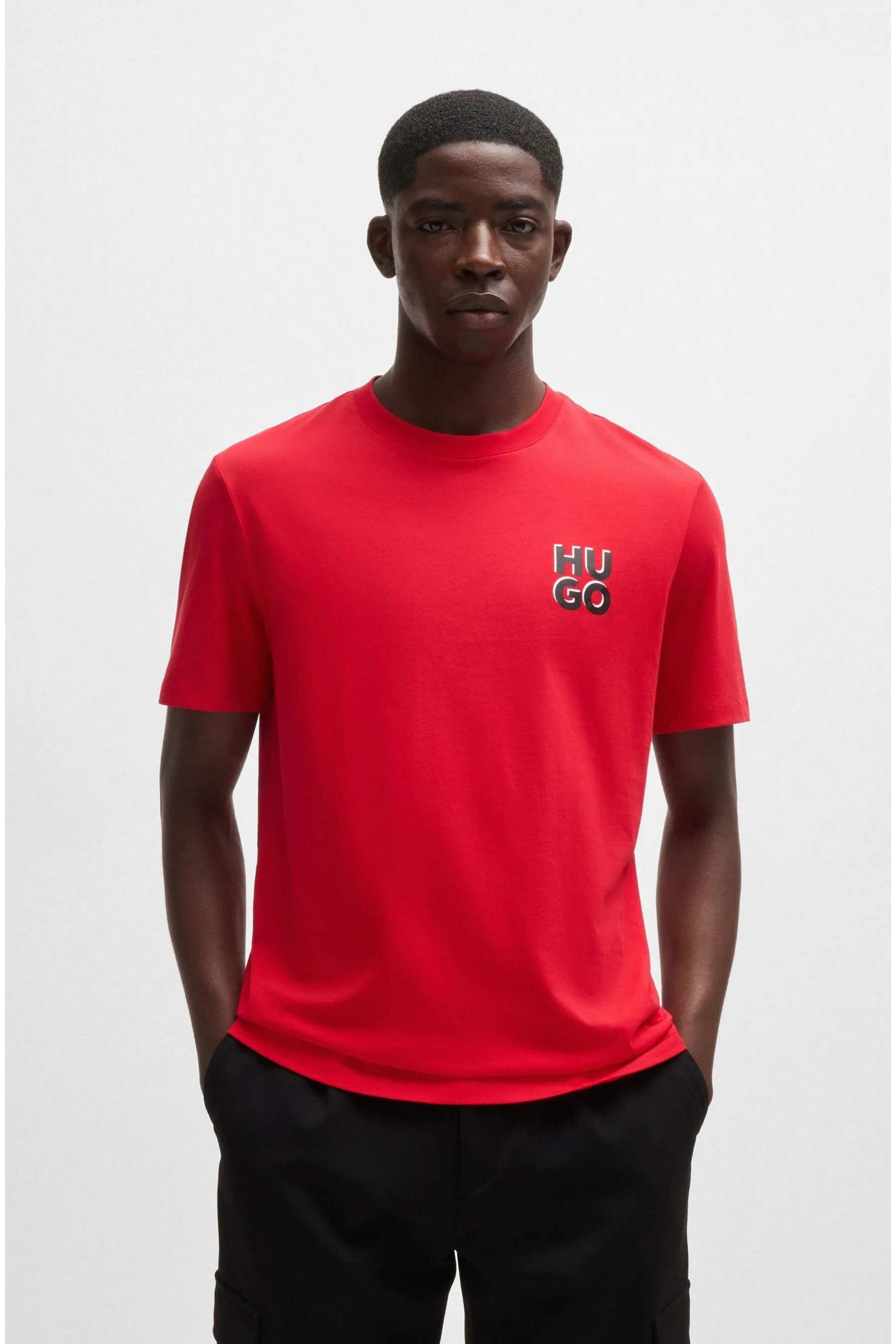 HUGO HUGO Stacked Logo Cotton Jersey T-Shirt    
