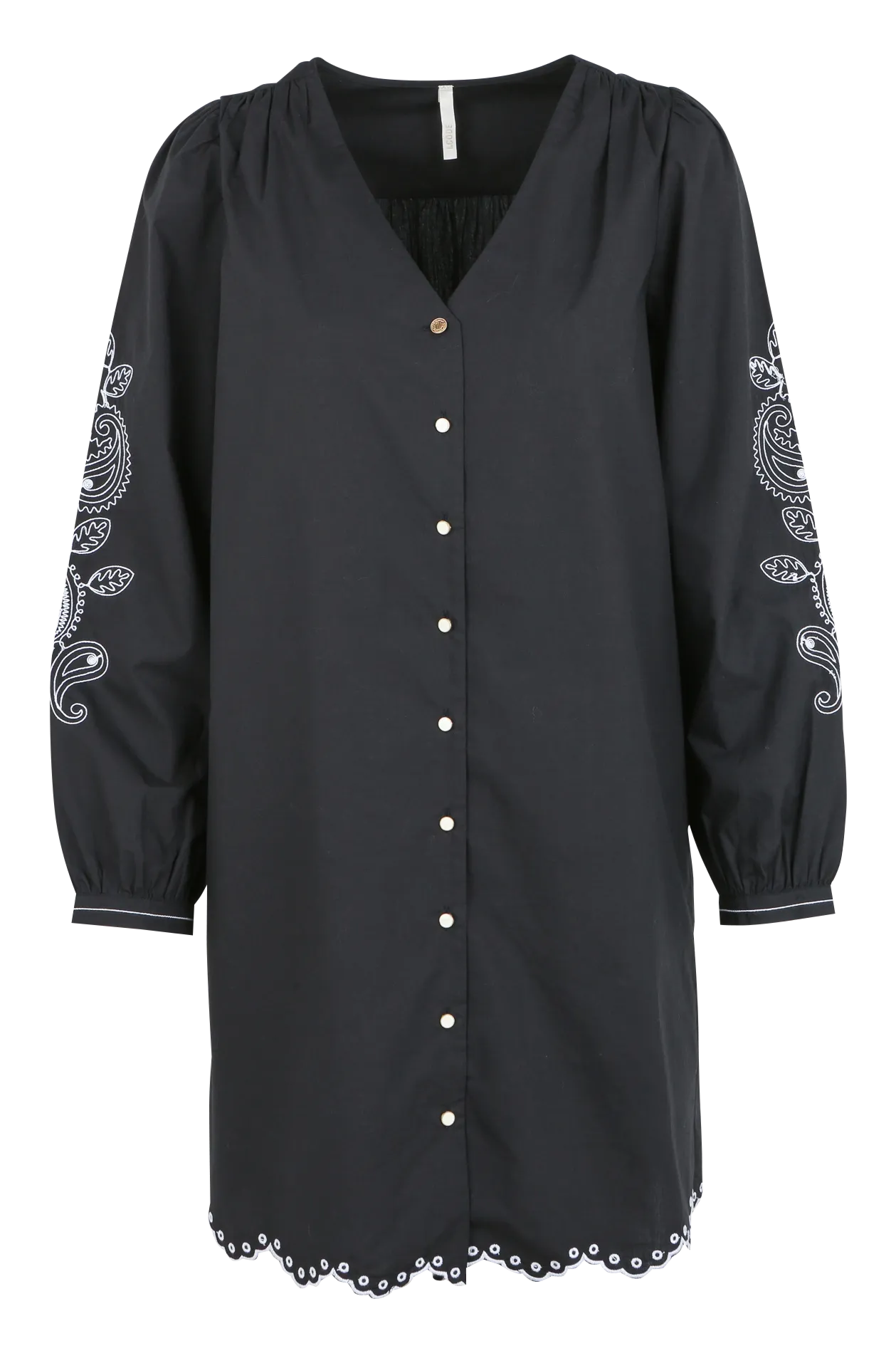  I CODE   Abito camicia corto con scollo a V in cotone | Nero