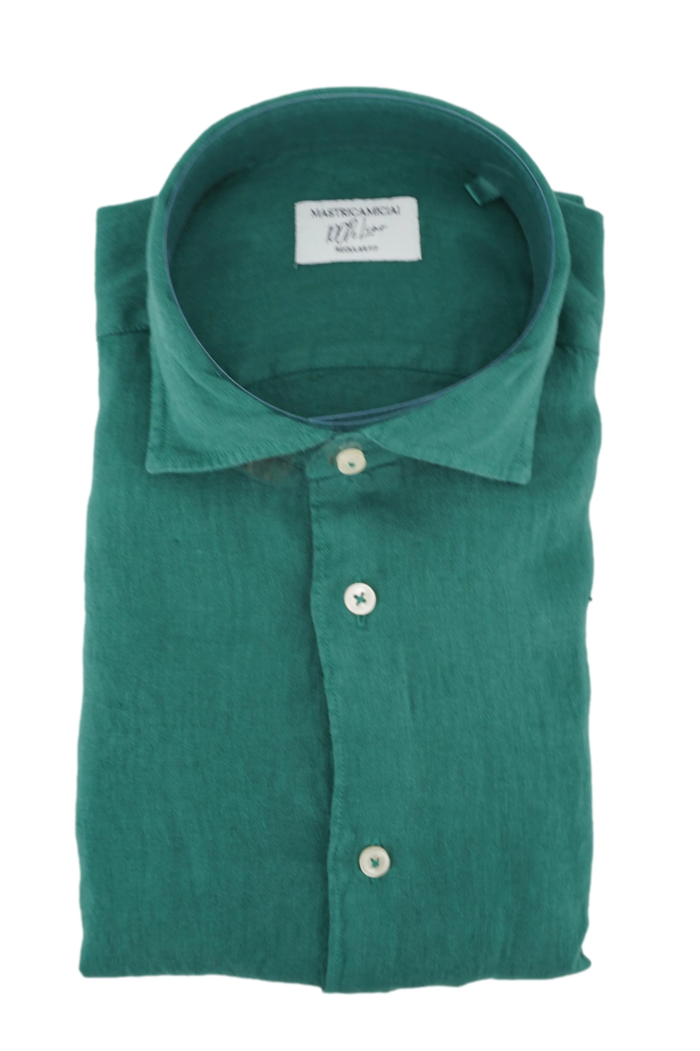 Linen Shirt with Soft Collar / Green