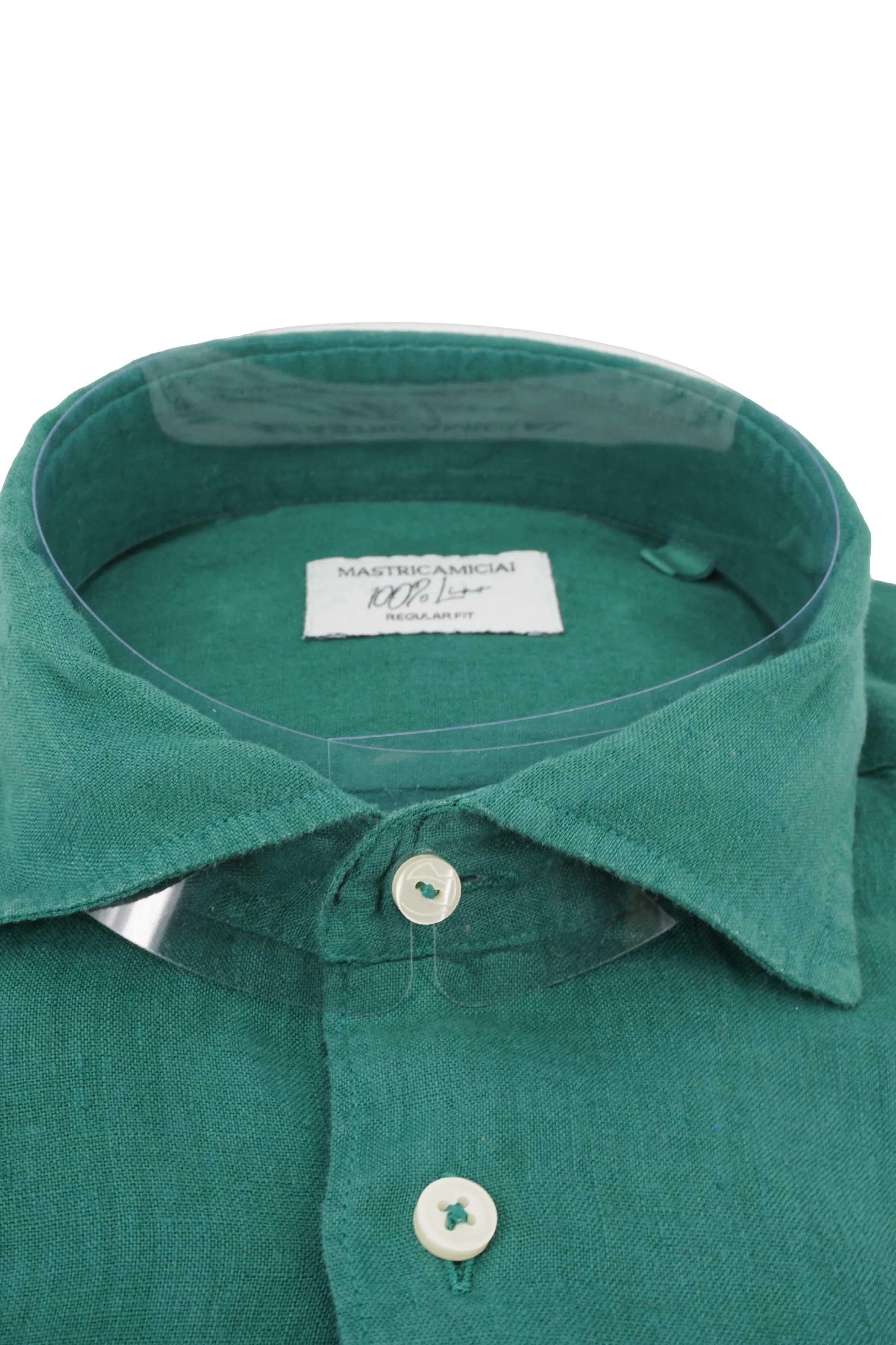 Linen Shirt with Soft Collar / Green