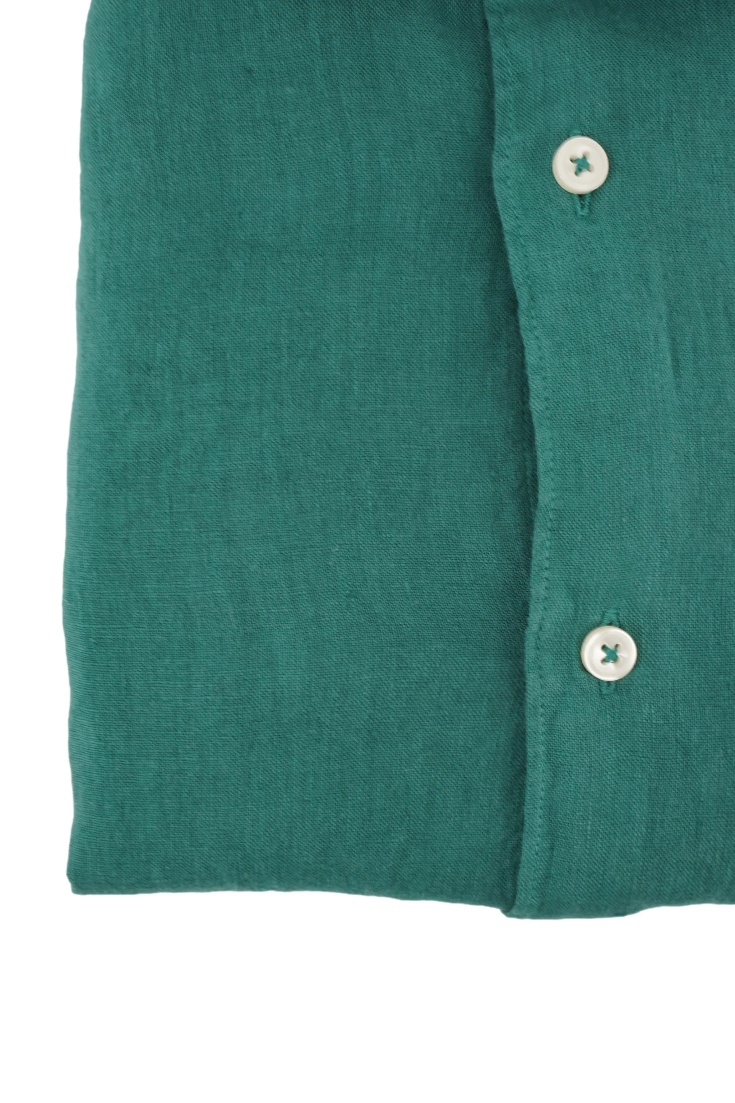 Linen Shirt with Soft Collar / Green