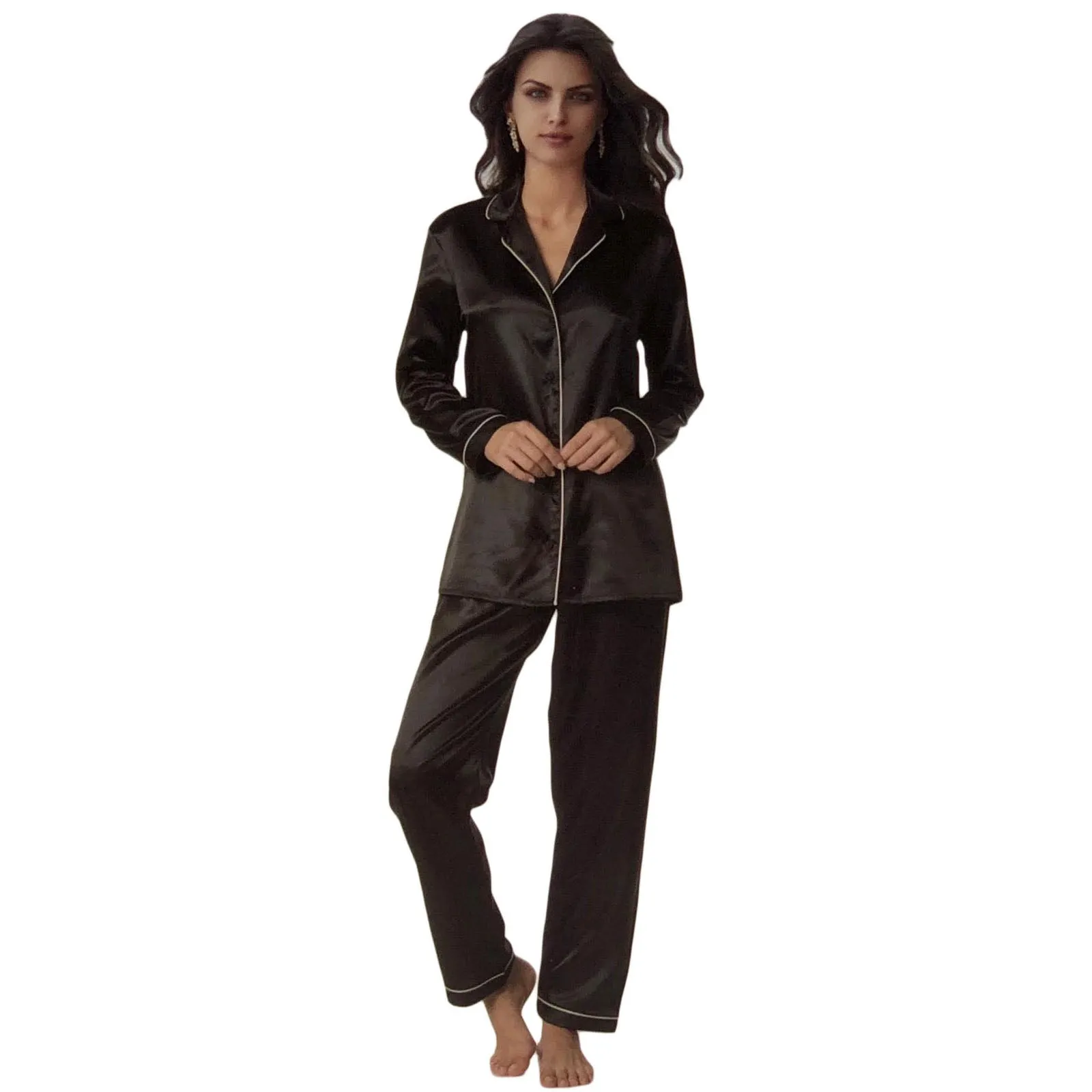 Pigiama raso donna lungo lingerie Andra camicia da notte in taglie da 2 a 6 0881