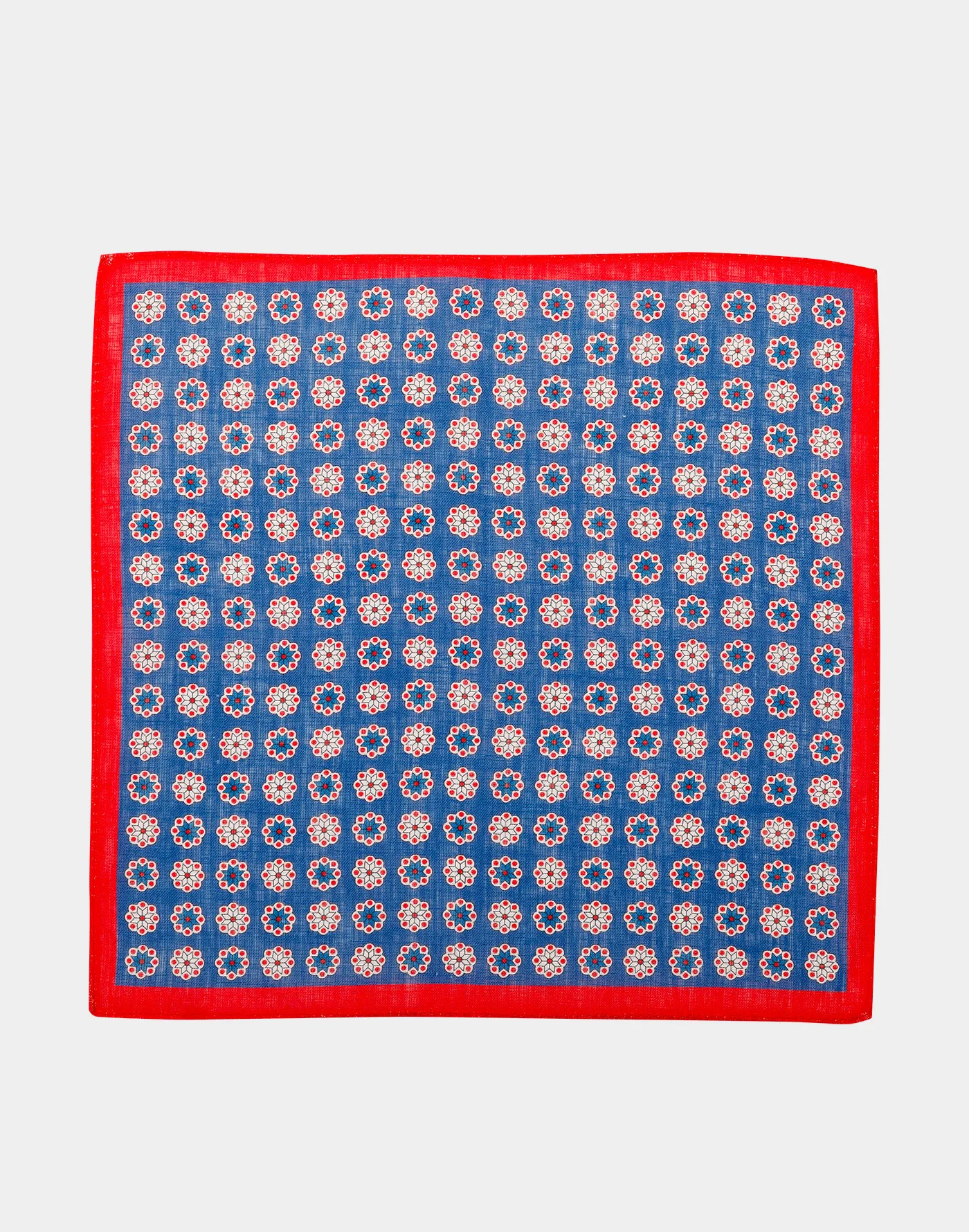 Pochette in lino con motivo geometrico blu