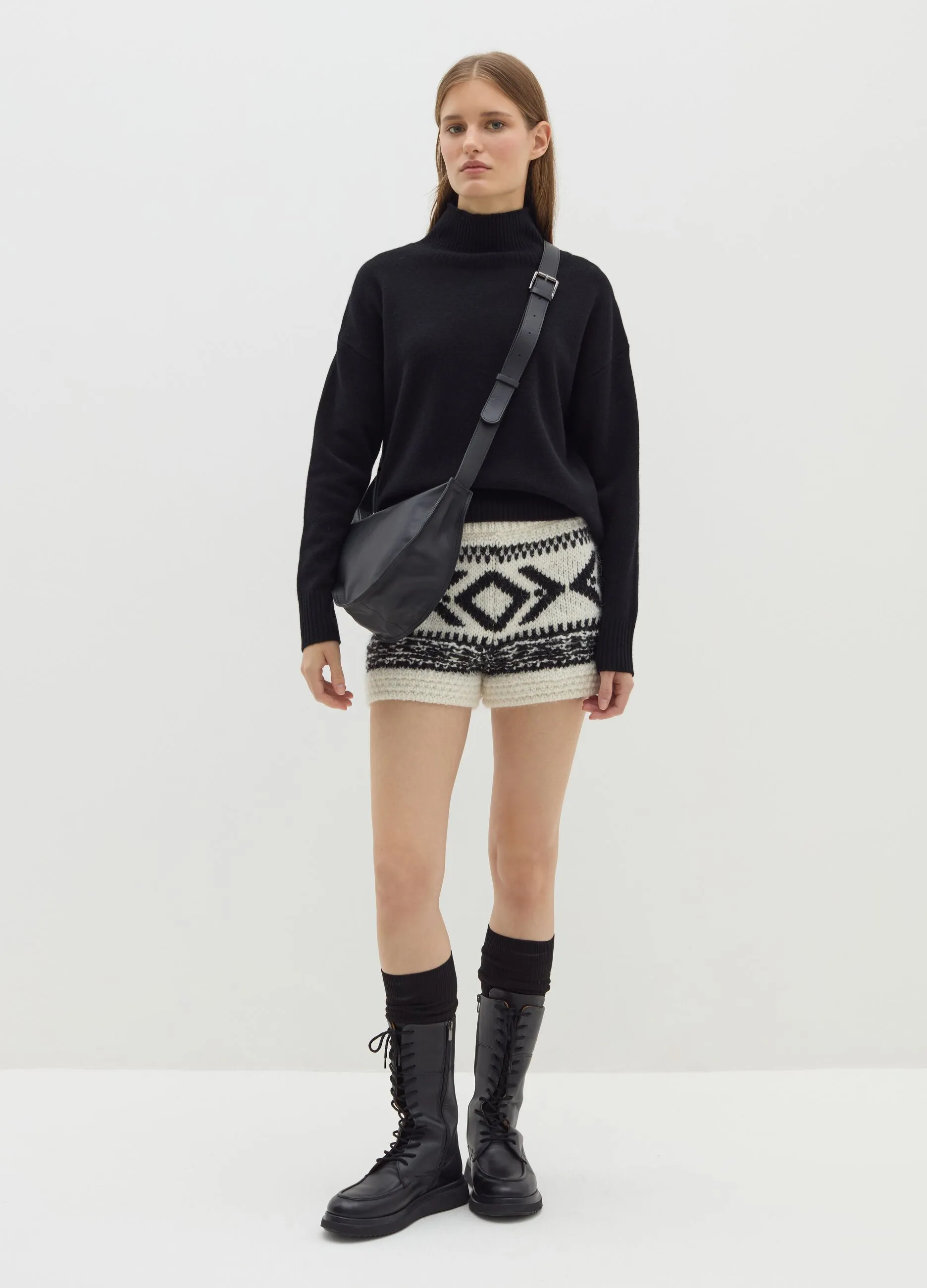 Pullover mock neck in lana cardata
