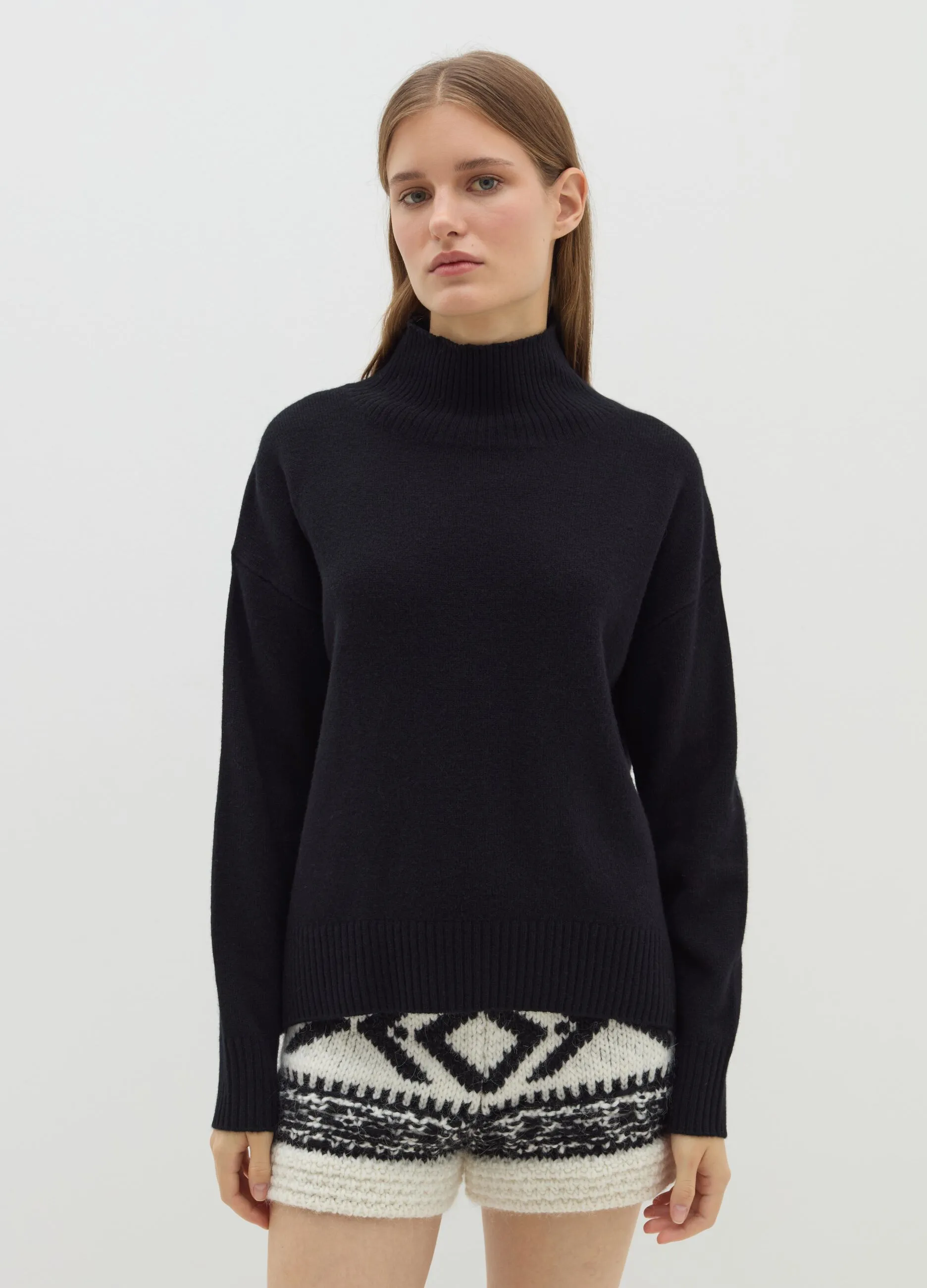 Pullover mock neck in lana cardata