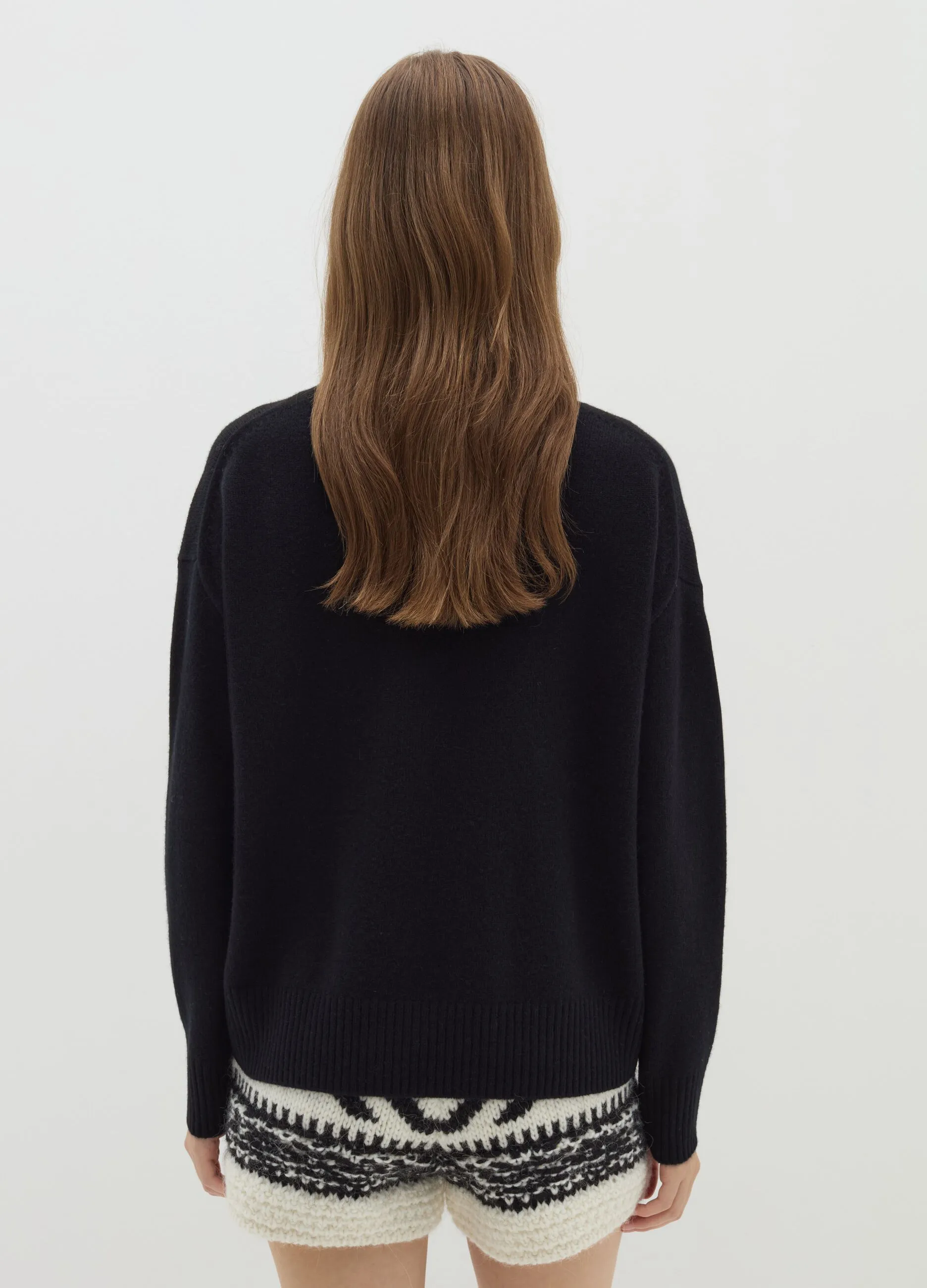 Pullover mock neck in lana cardata
