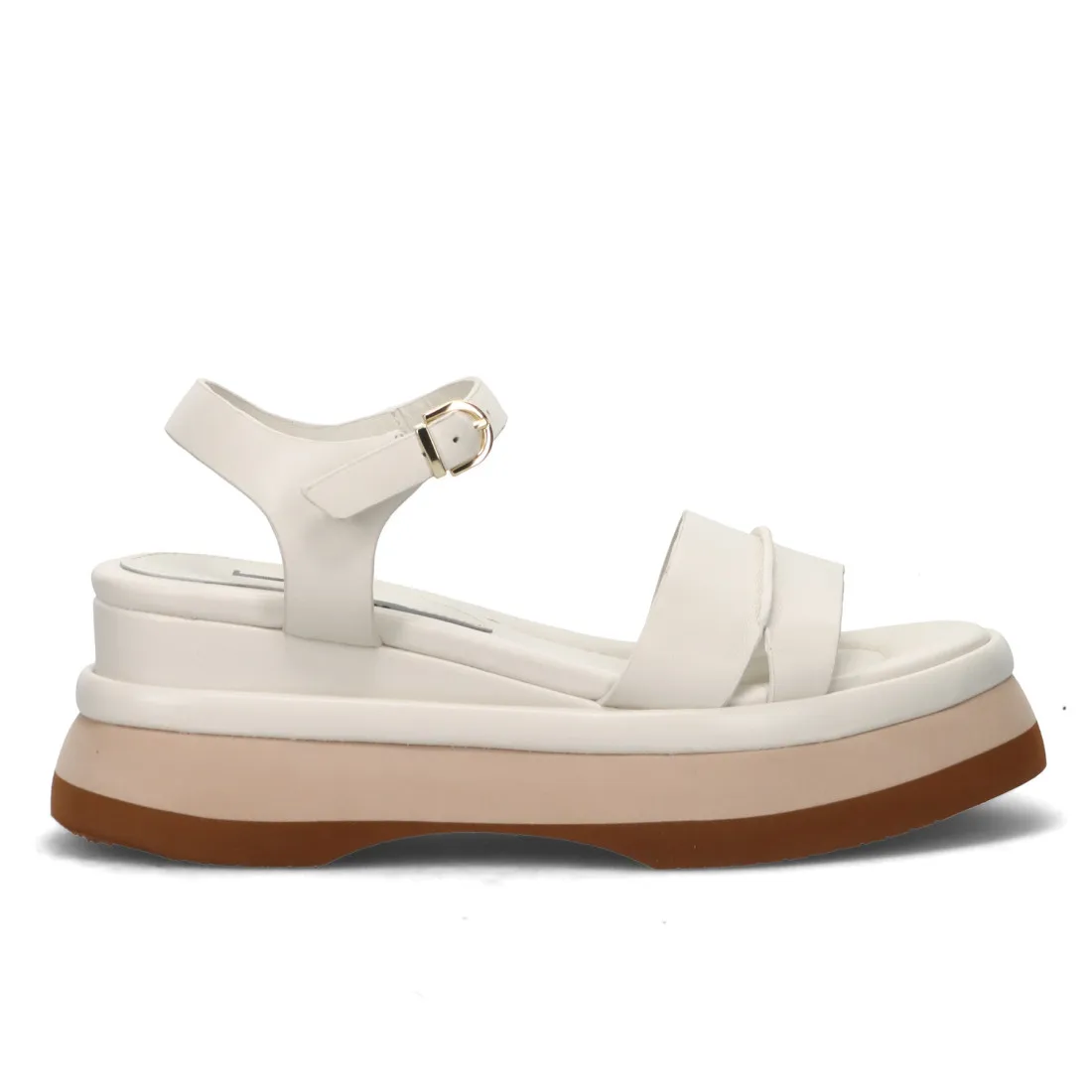 Sandalo platform Jeannot panna in pelle con zeppa bicolor