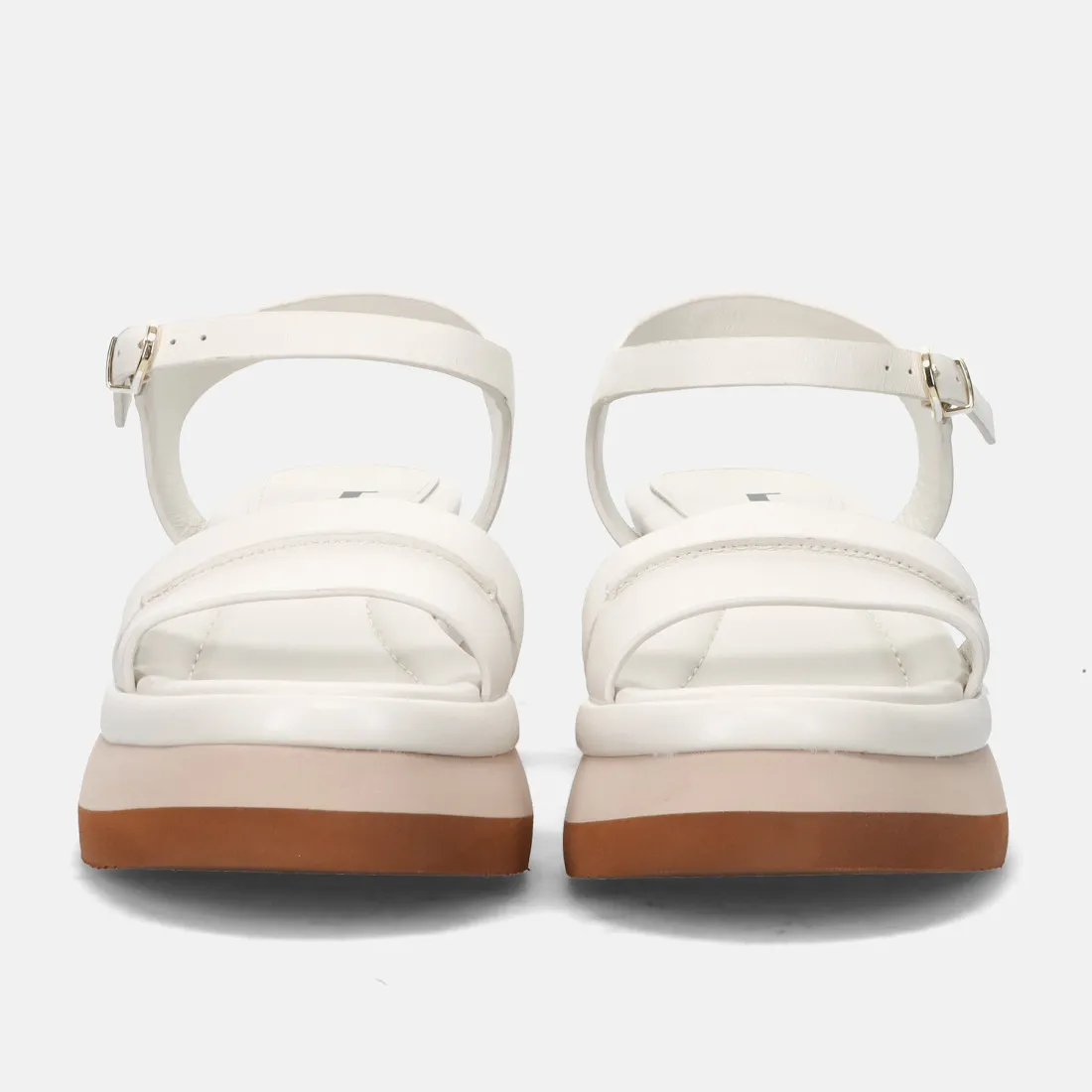 Sandalo platform Jeannot panna in pelle con zeppa bicolor