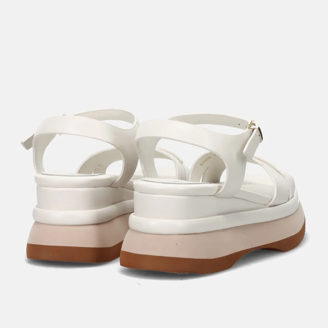 Sandalo platform Jeannot panna in pelle con zeppa bicolor