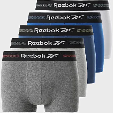 Set di 5 boxer 15013 Grigio erica Navy Blu reale Bianco