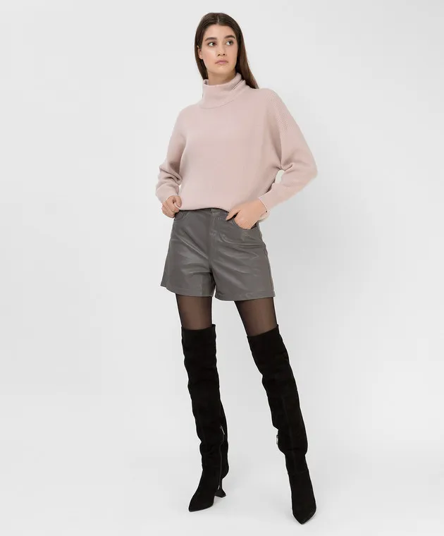 Simonetta Ravizza Shorts in pelle grigia Zinnia ZINNIA