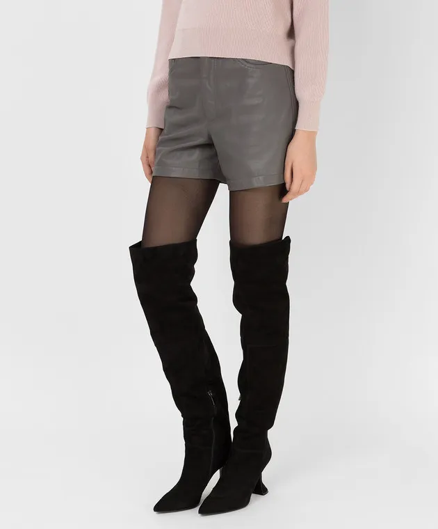 Simonetta Ravizza Shorts in pelle grigia Zinnia ZINNIA