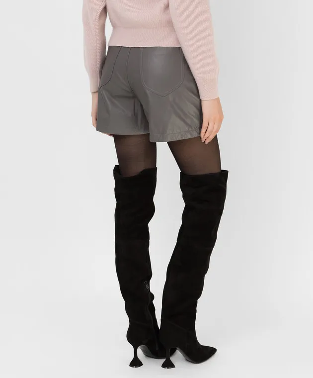 Simonetta Ravizza Shorts in pelle grigia Zinnia ZINNIA