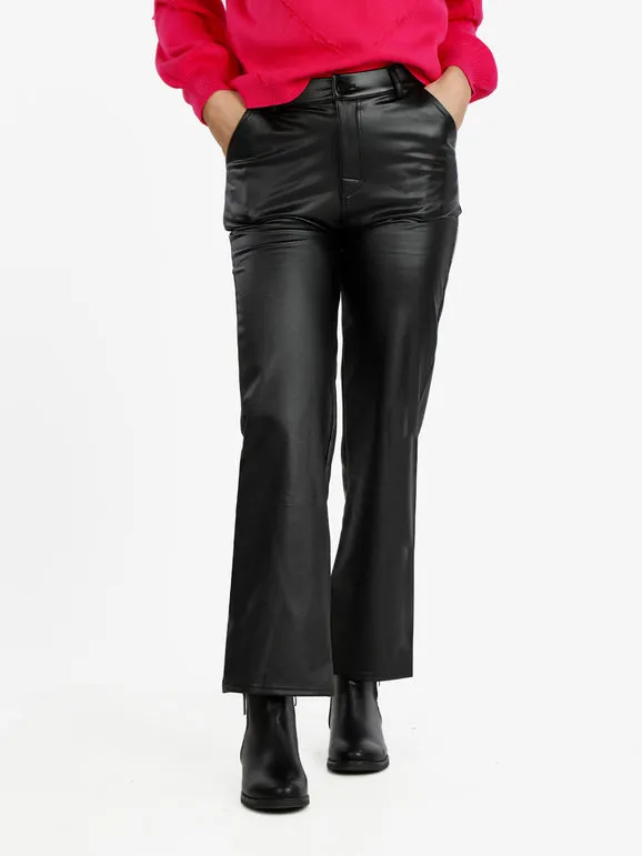 Solada Pantalon large femme en éco-cuir