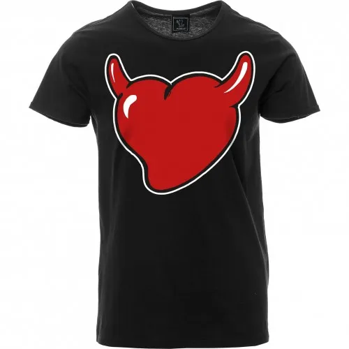 t-shirt nera unisex cornucuore rosso