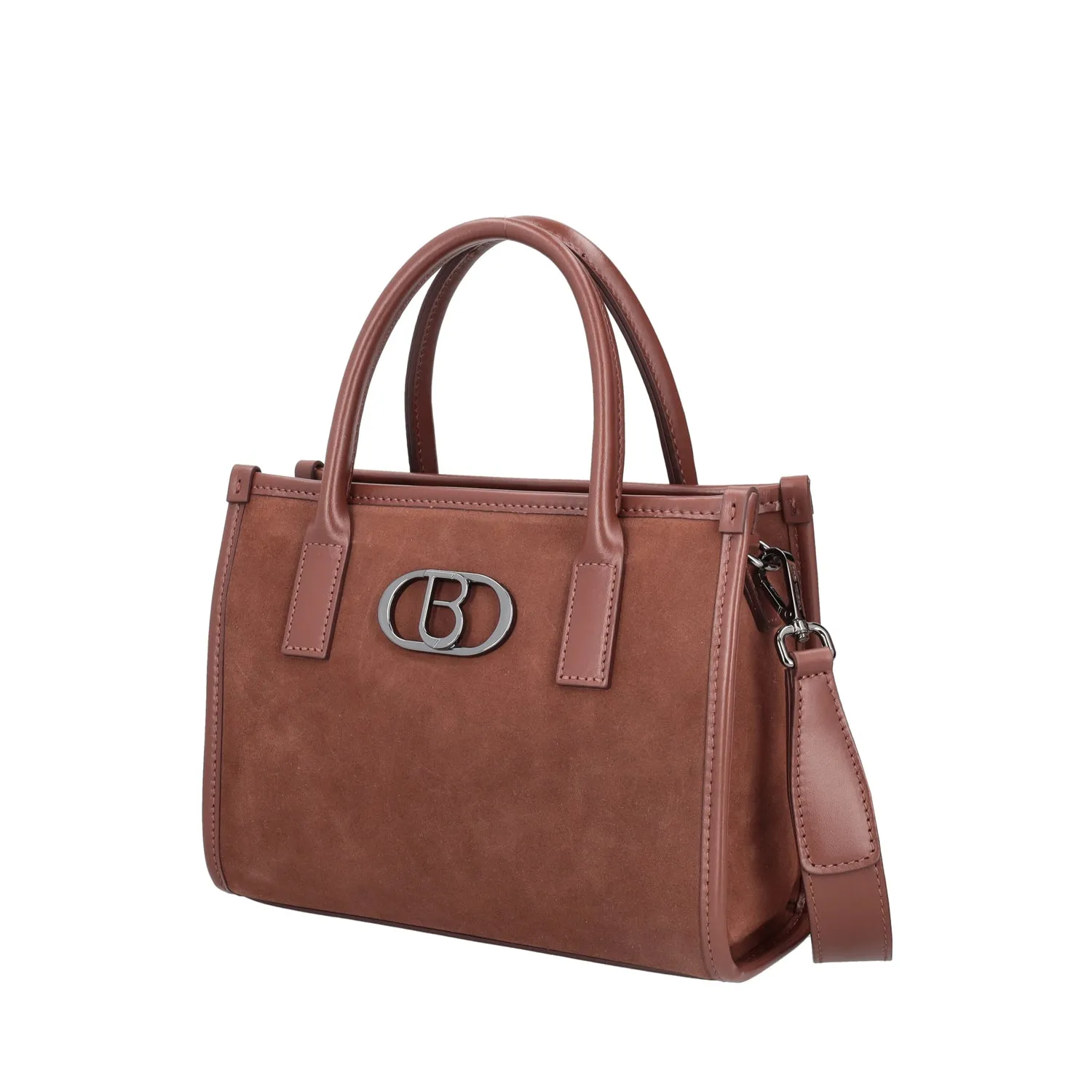     TOTE MEDIA MONTANA IN PELLE SCAMOSCIATA COLORE MARRONE  