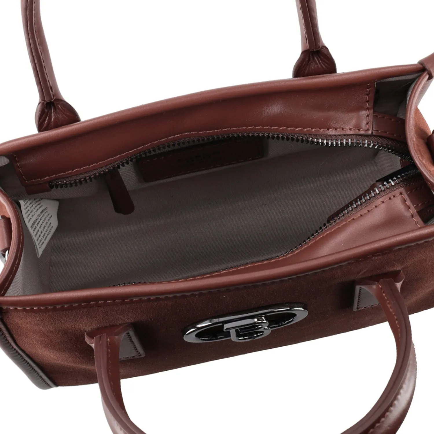     TOTE MEDIA MONTANA IN PELLE SCAMOSCIATA COLORE MARRONE  