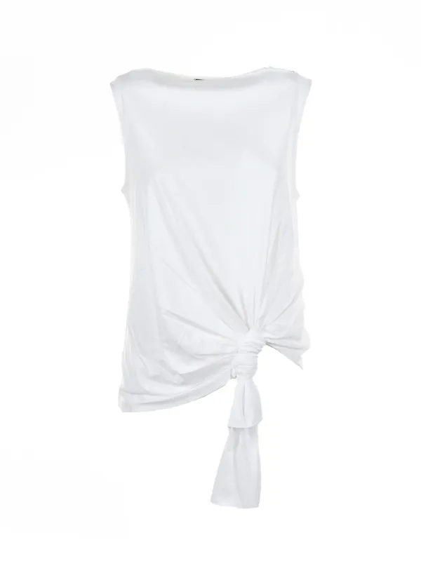White sleeveless top in cotton