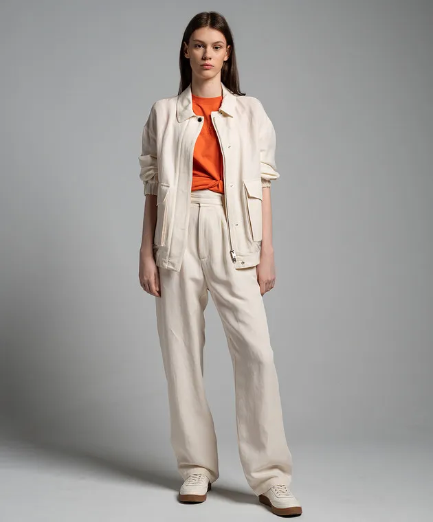Woolrich Pantaloni beige con lino CFWWTR0151FRUT3043