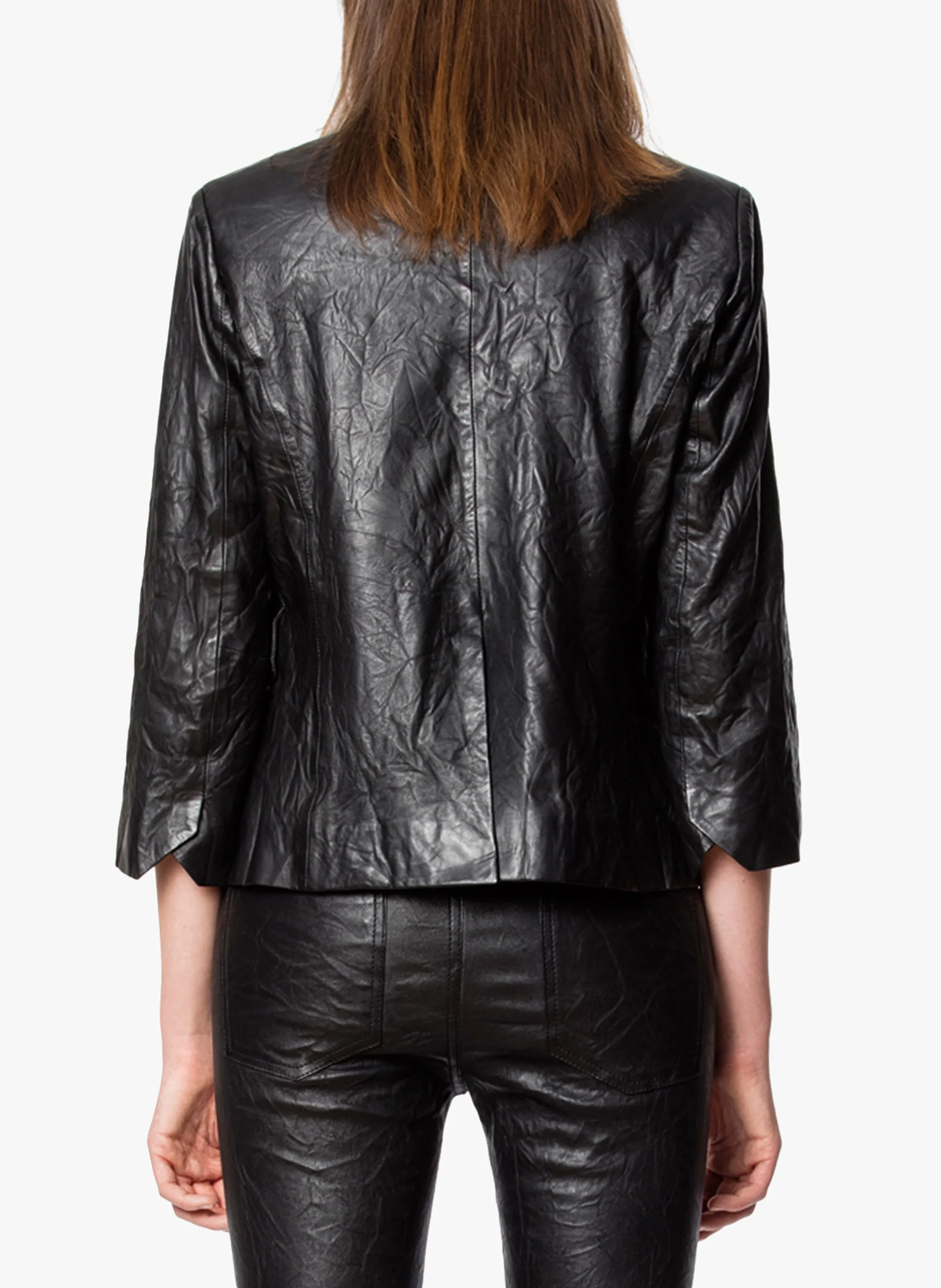  ZADIG&VOLTAIRE   VERYS - Giacca a collo alto in pelle effetto froissé | Nero