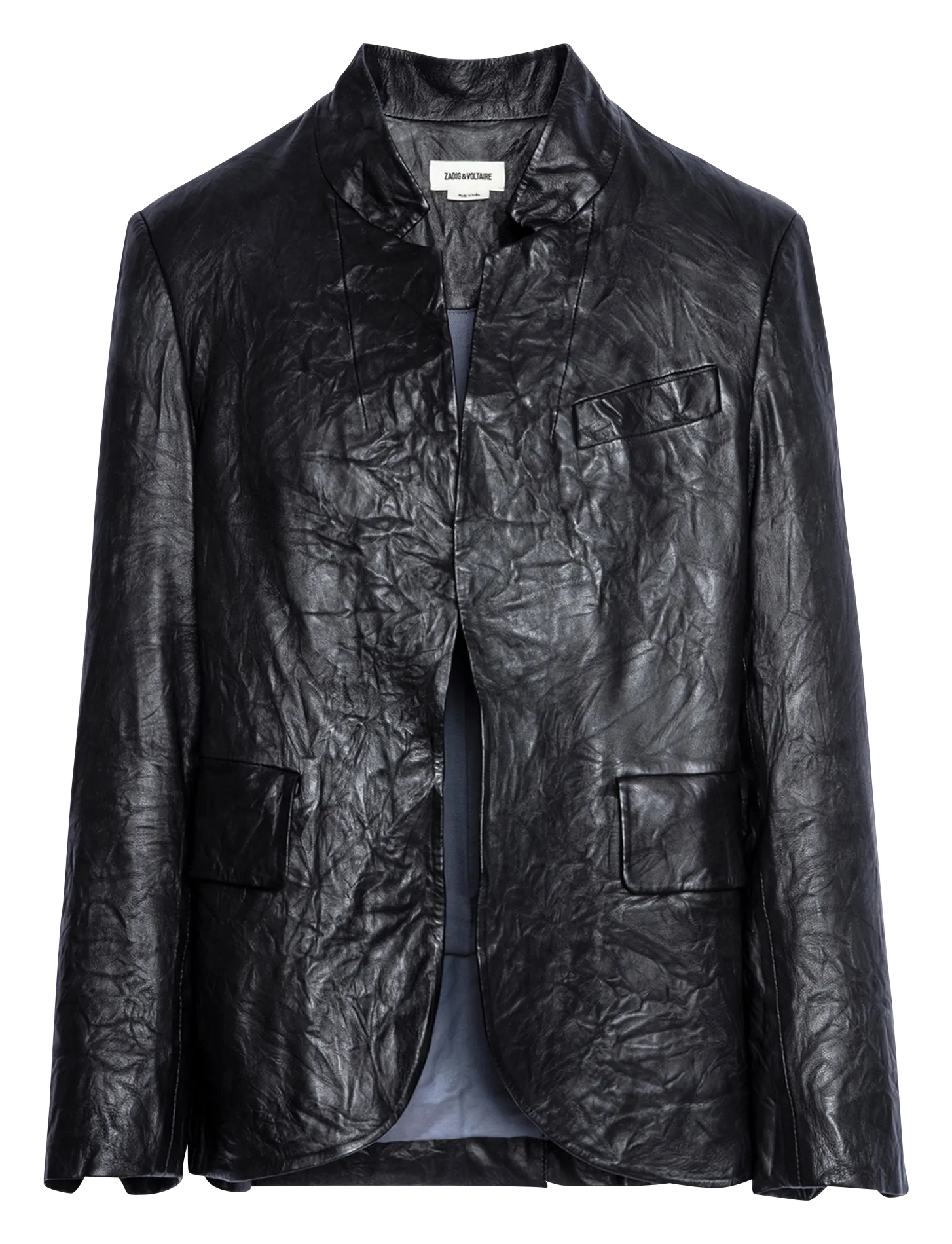  ZADIG&VOLTAIRE   VERYS - Giacca a collo alto in pelle effetto froissé | Nero