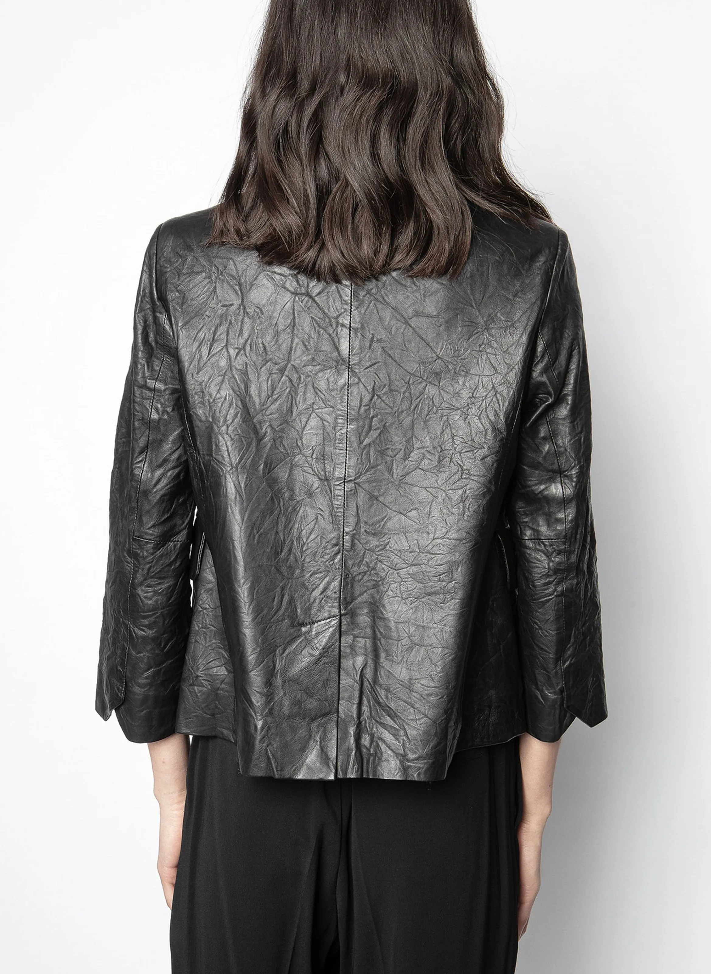  ZADIG&VOLTAIRE   VERYS - Giacca a collo alto in pelle effetto froissé | Nero