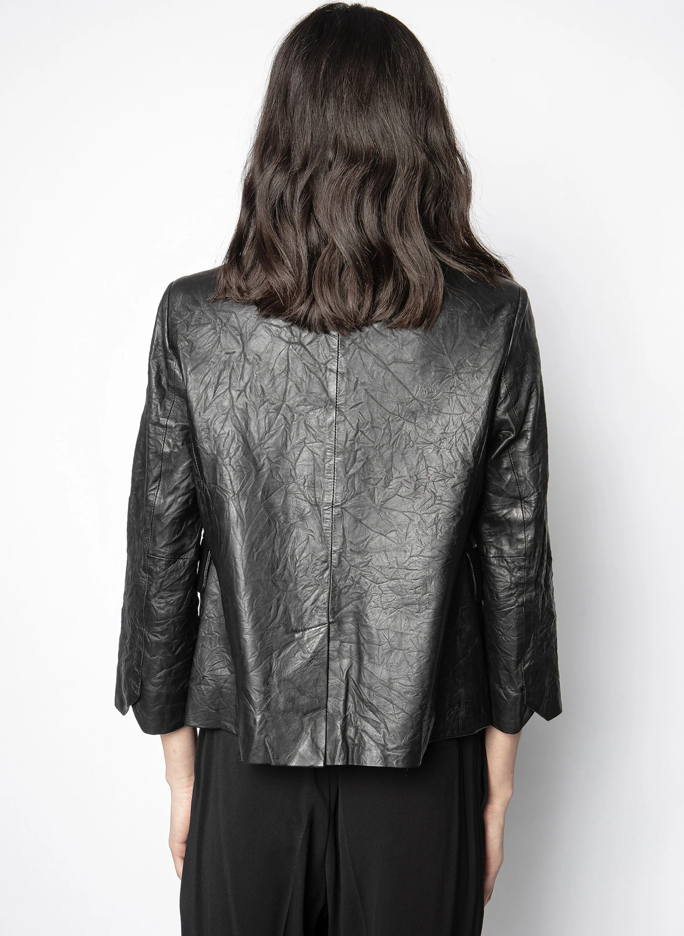  ZADIG&VOLTAIRE   VERYS - Giacca a collo alto in pelle effetto froissé | Nero